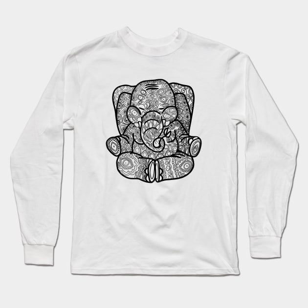 Indian elephant, decorative drawing Long Sleeve T-Shirt by kdegtiareva